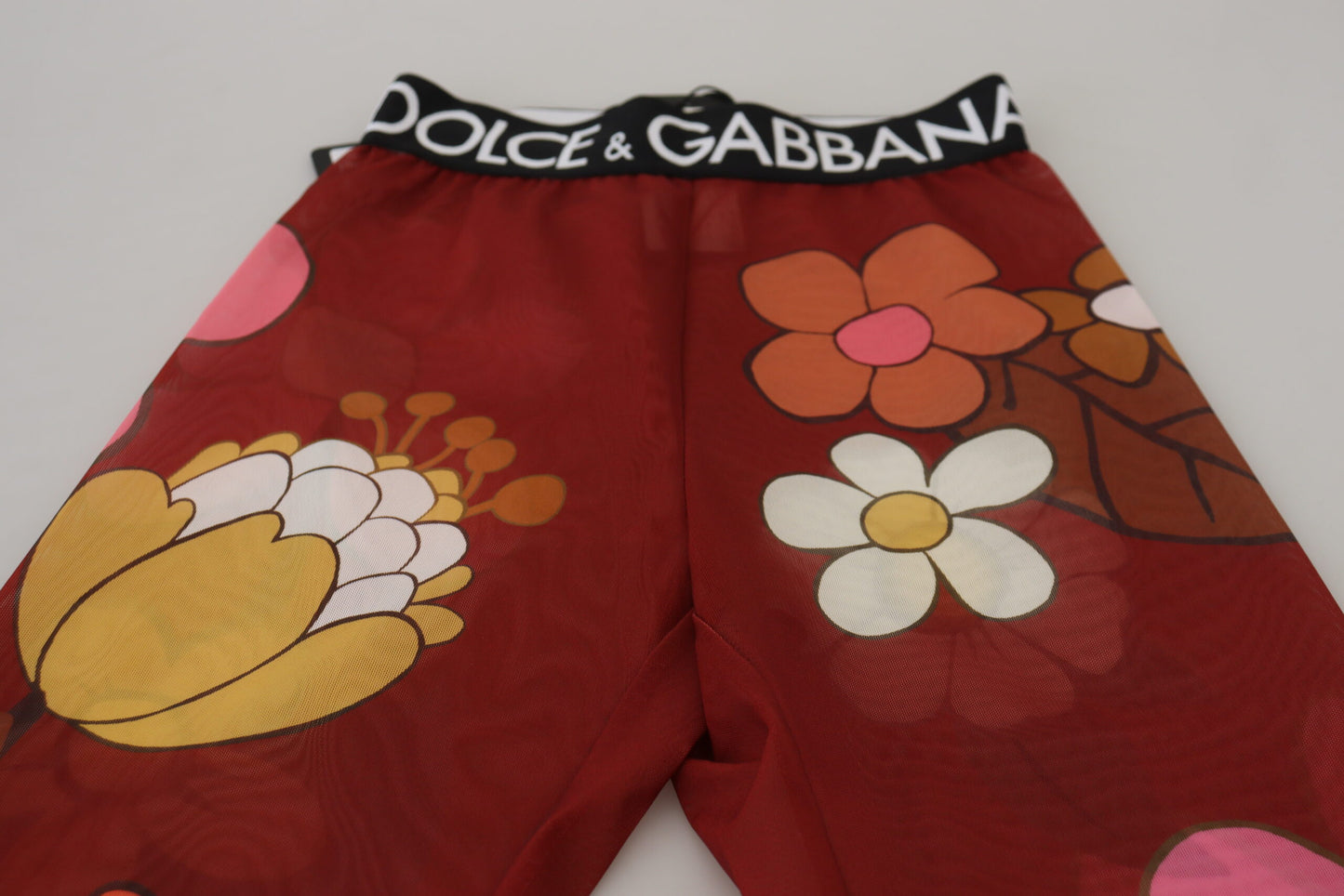 Dolce & Gabbana Floral Red High Waist Leggings