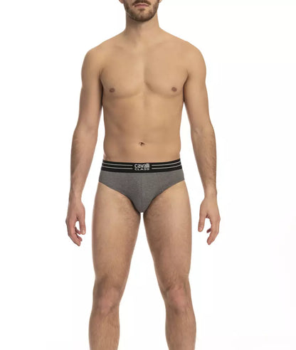 Cavalli Class Gray Cotton Men Underwear Pack