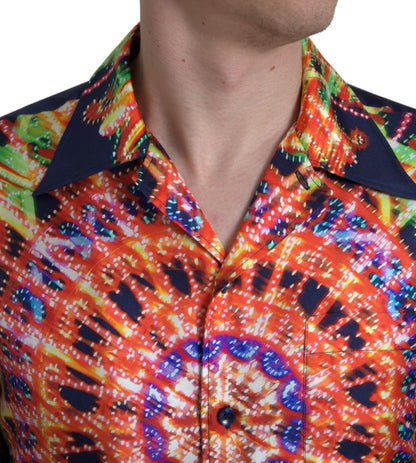 Dolce & Gabbana Multicolor Silk Button-Down Casual Shirt