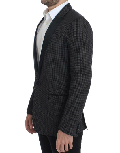 Dolce & Gabbana Elegant Black Polka Dotted Slim Fit Blazer