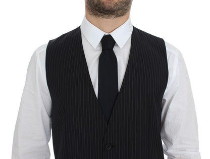 Dolce & Gabbana Elegant Gray Striped Dress Vest