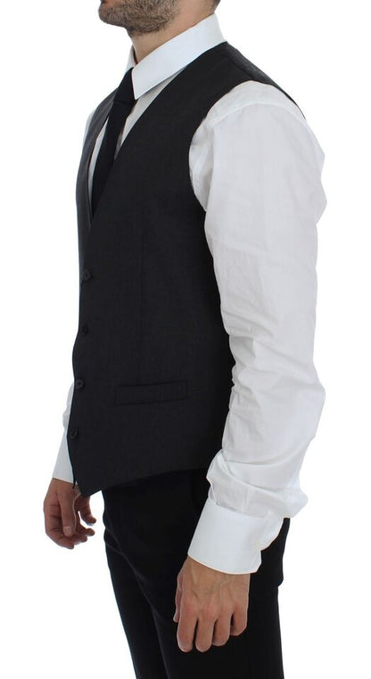 Dolce & Gabbana Elegant Gray Wool Formal Dress Vest