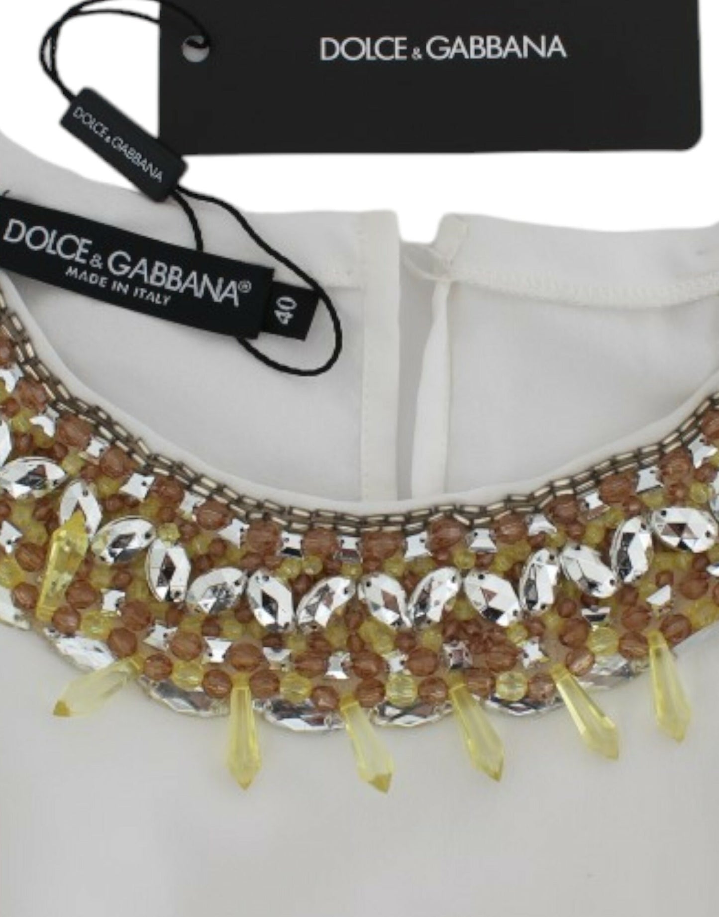 Dolce & Gabbana Elegant Sleeveless Silk Blouse with Crystal Embellishment