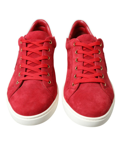 Dolce & Gabbana Elegant Red & White Low Top Sneakers