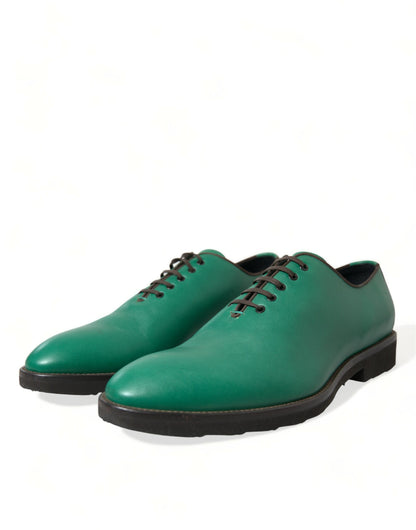 Dolce & Gabbana Elegant Green Leather Oxford Dress Shoes