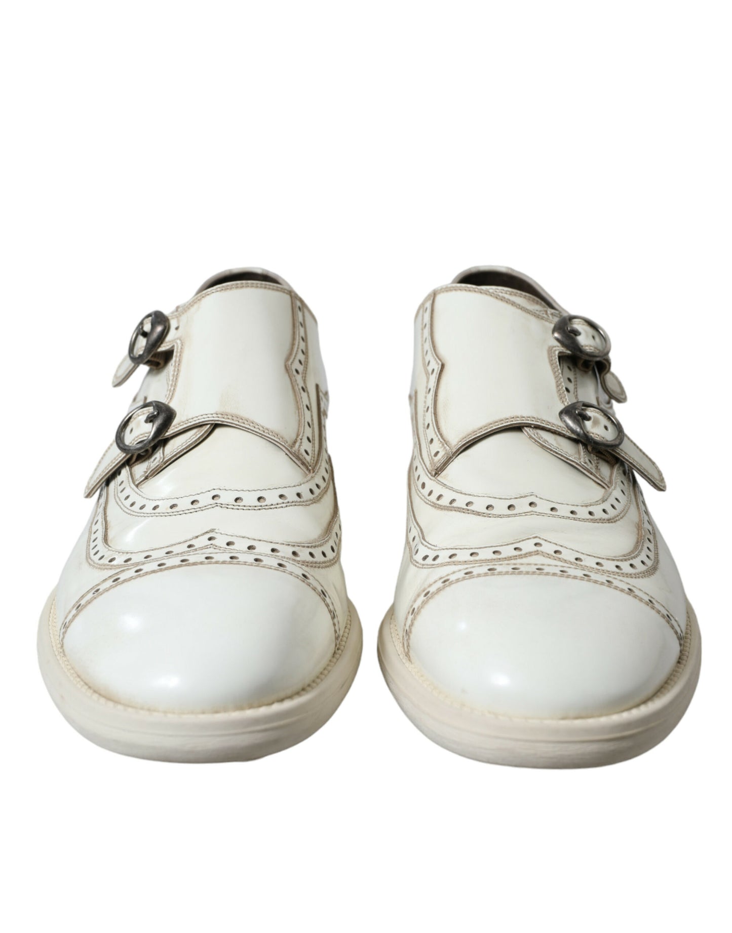 Dolce & Gabbana Elegant White Leather Derby Dress Shoes