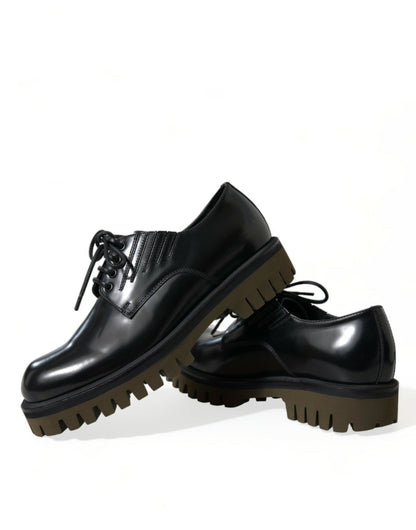 Dolce & Gabbana Elegant Black Leather Derby Dress Shoes