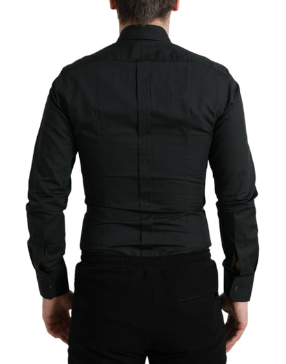 Dolce & Gabbana Elegant Slim Black Silk Blend Dress Shirt