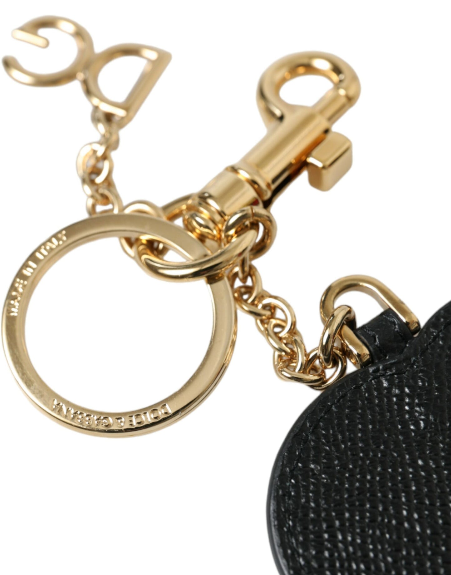 Dolce & Gabbana Stunning Gold and Pink Leather Keychain