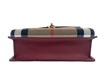 Burberry Macken Small Crimson House Check Leather Crossbody Bag