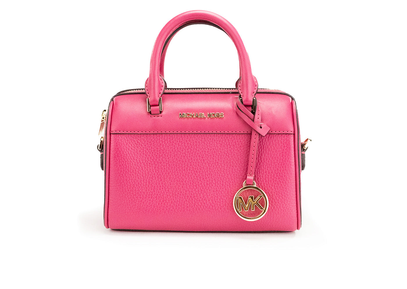 Michael Kors Travel XS Carmine Pink Leather Duffle Crossbody Handbag Purse