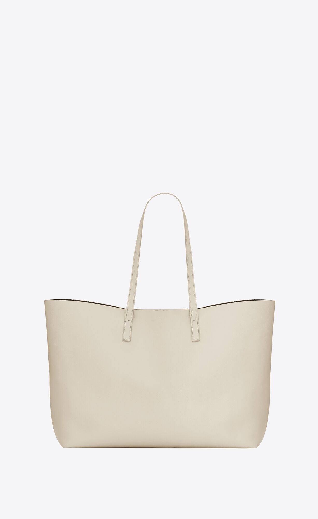 Saint Laurent White Calf Leather Tote Shoulder Bag