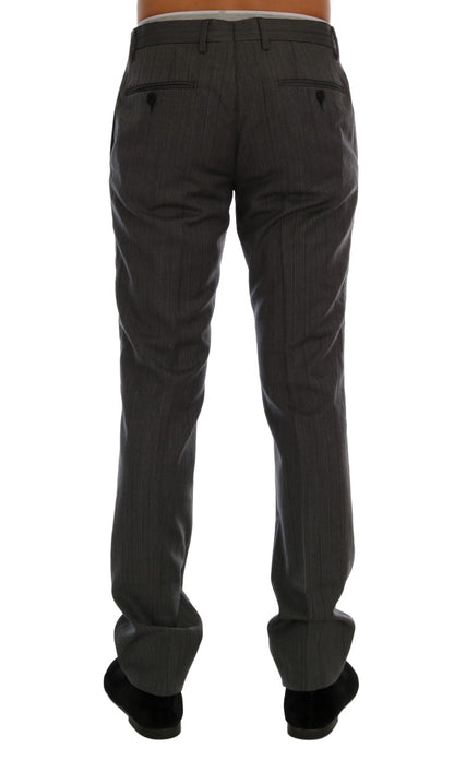 Dolce & Gabbana Elegant Gray Striped Wool Formal Trousers