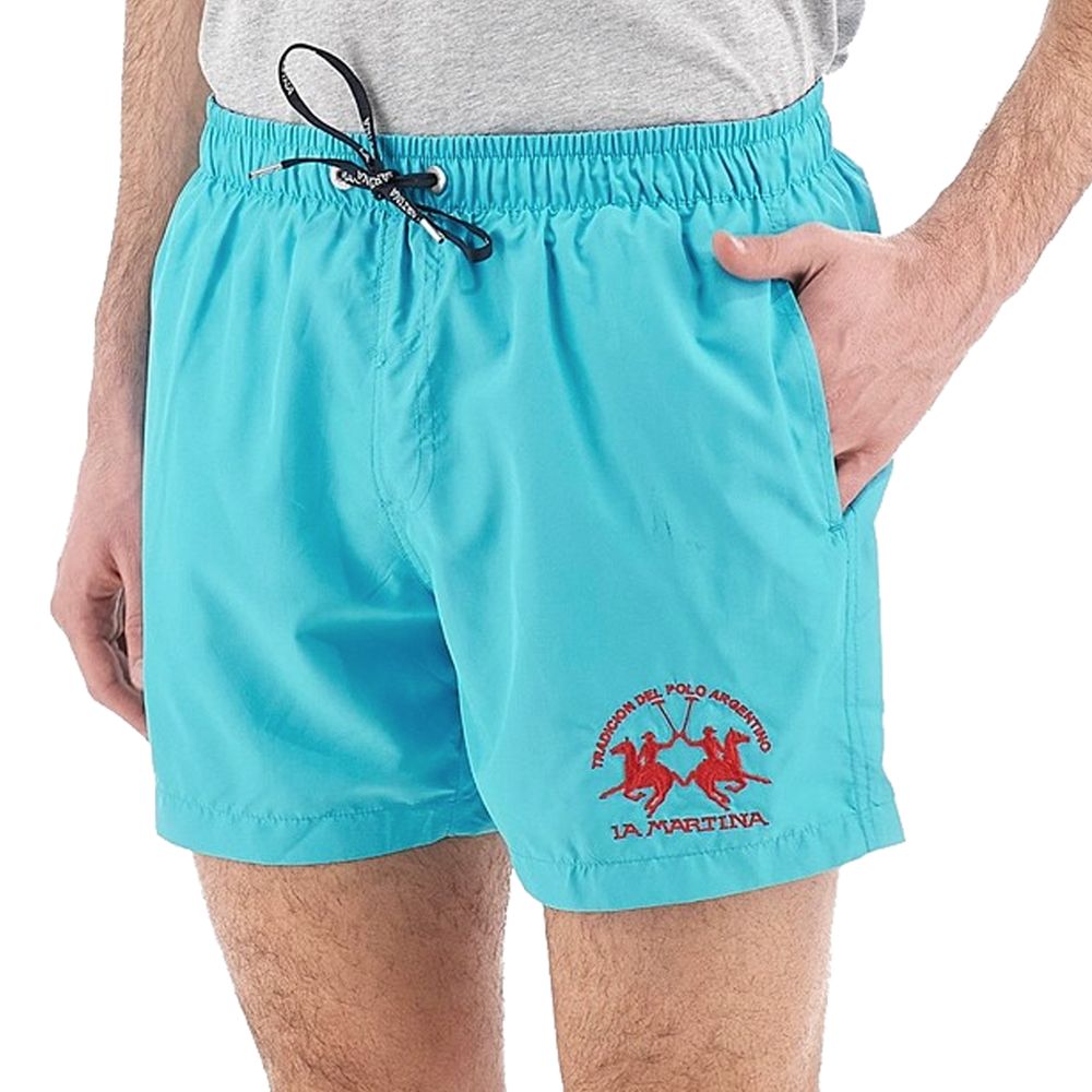 La Martina Light Blue Polyester Men Swimwear