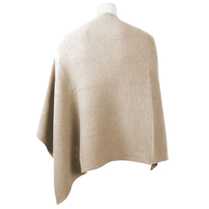 Emilio Romanelli Chic V-Neck Cashmere Poncho in Beige