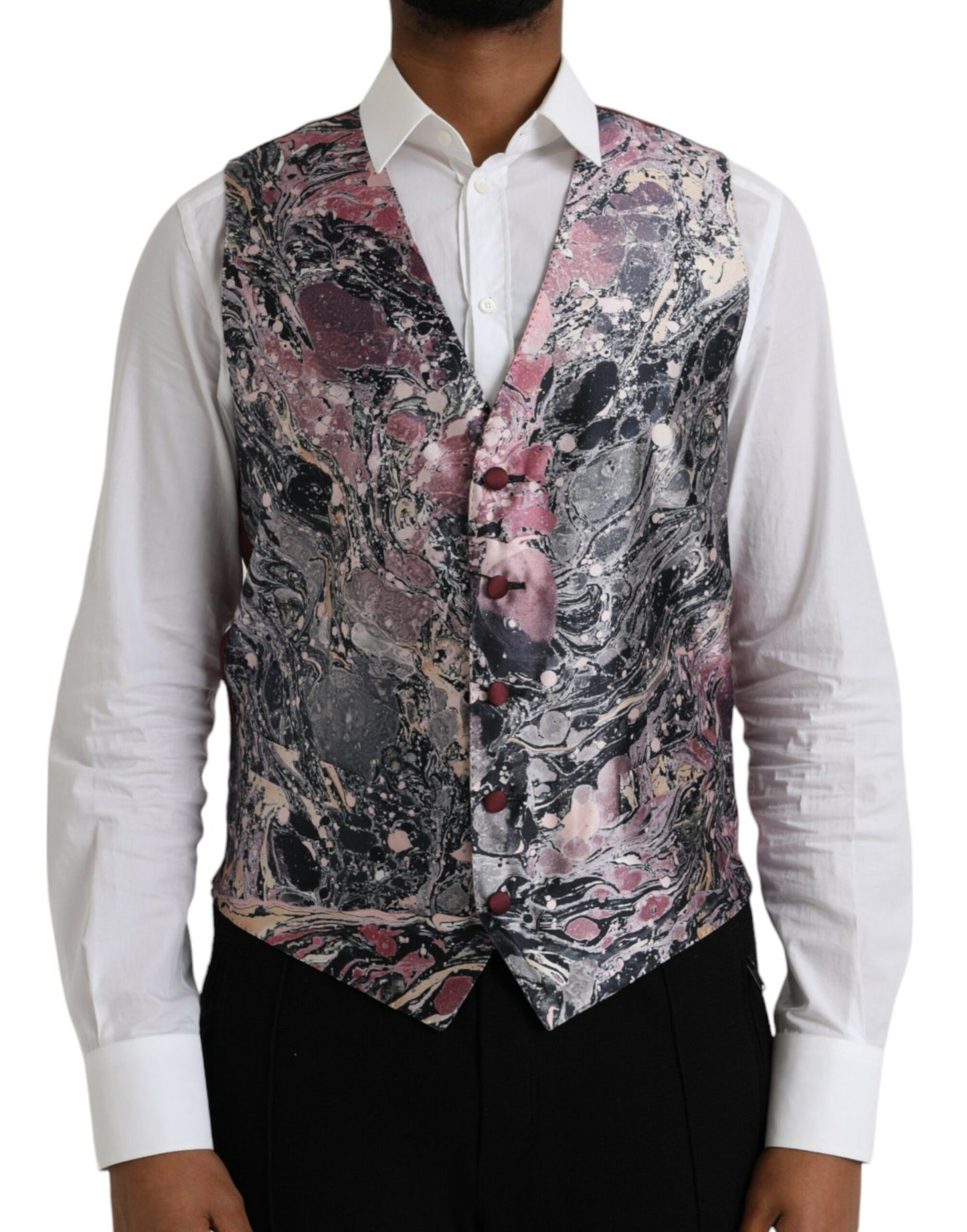 Dolce & Gabbana Multicolor Galaxy Silk Waistcoat Formal Vest