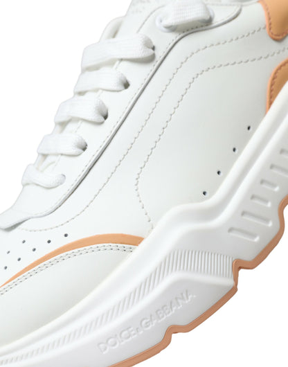 Dolce & Gabbana White Peach DAYMASTER Leather Sneakers Shoes