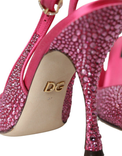 Dolce & Gabbana Pink Slingbacks Crystal Pumps Shoes