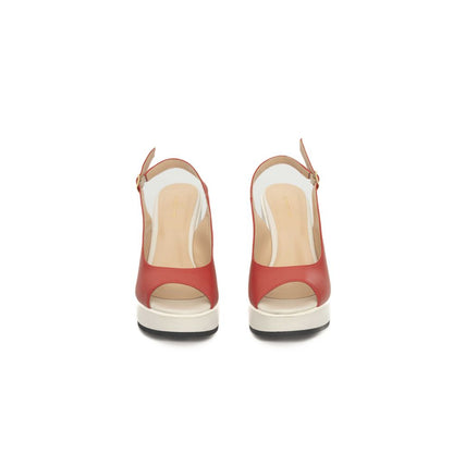 Cerruti 1881 Red Calf Leather Women Sandal