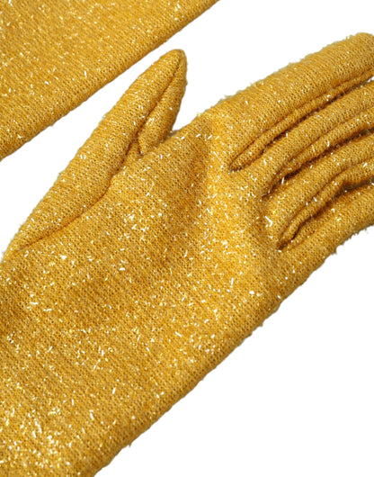 Dolce & Gabbana Gold Lurex Fantasia Mid Arm Length Gloves