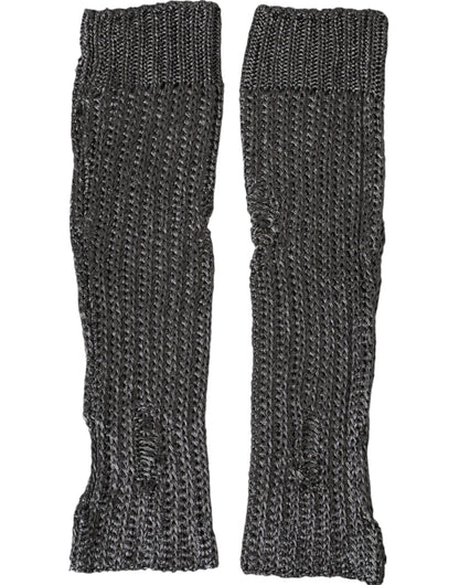 Dolce & Gabbana Gray Viscose Knitted Finger Less Gloves