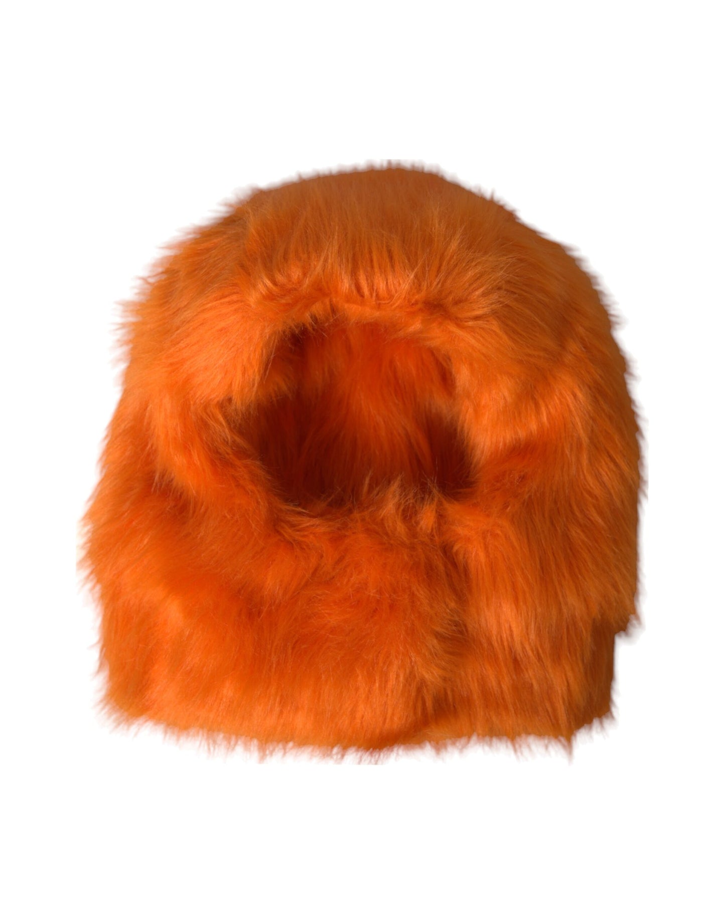 Dolce & Gabbana Orange Faux Fur Whole Head Wrap Hat