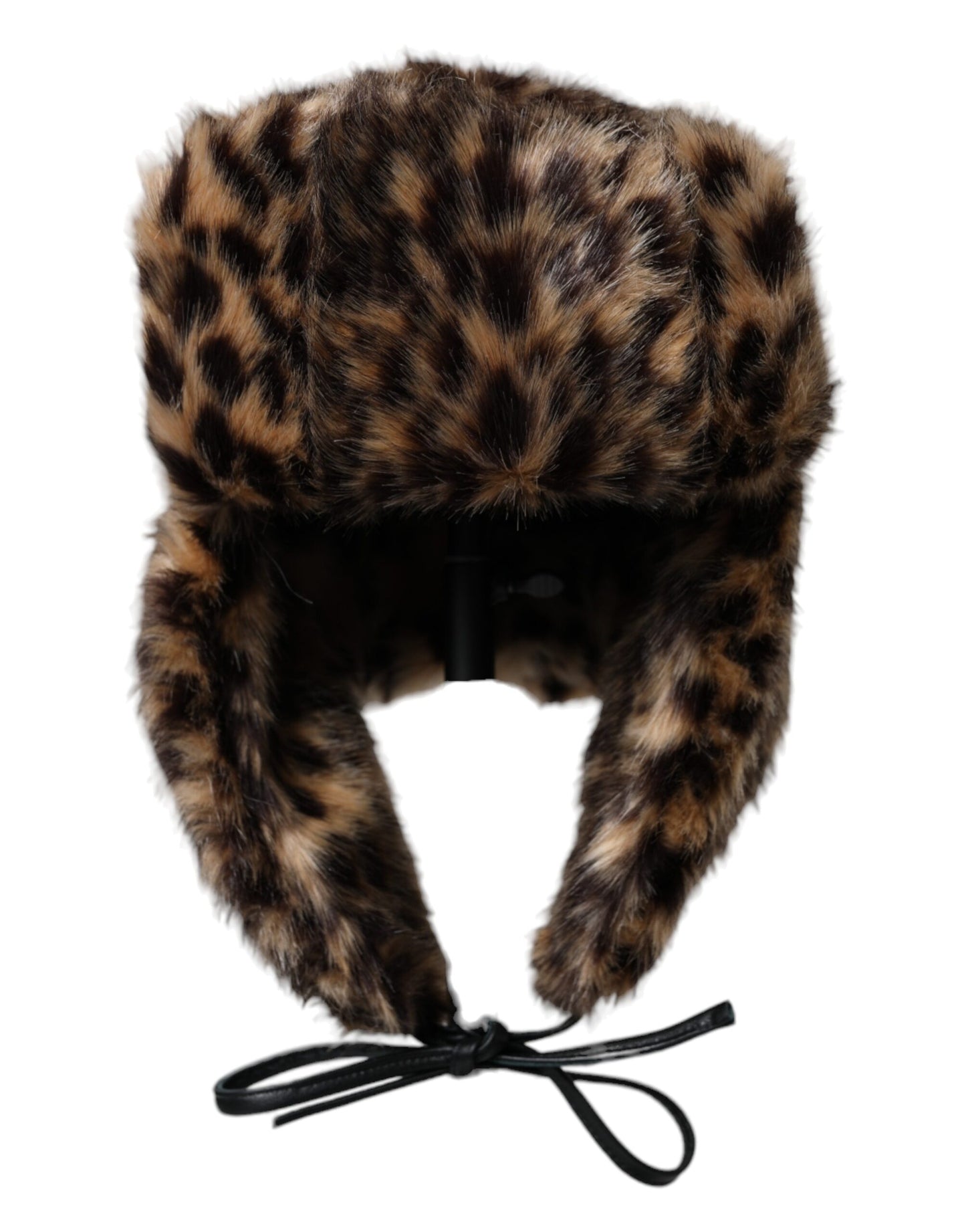 Dolce & Gabbana Multicolor Leopard Fur Trapper Women Hat