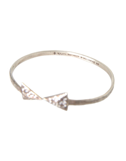 Nialaya Arrow Crystal 925 Silver Bangle Bracelet Women