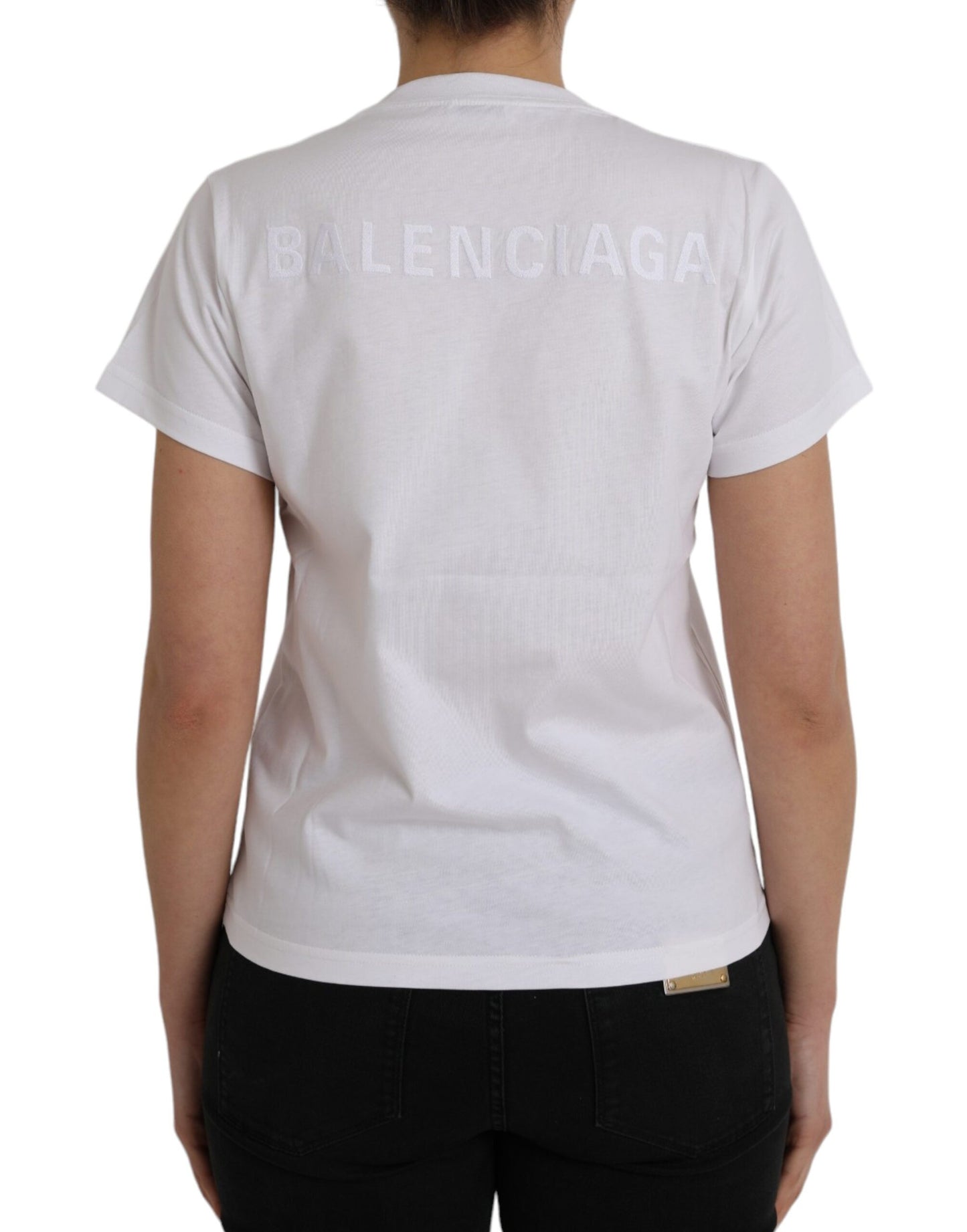 Balenciaga White Cotton Crew Neck Short Sleeves T-shirt