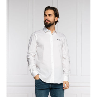 Aeronautica Militare White Cotton Men Shirt