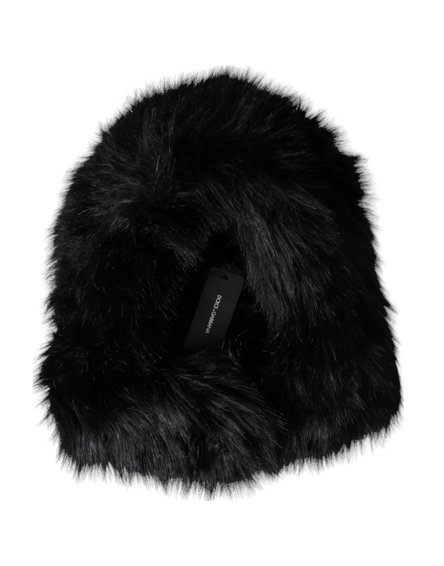 Dolce & Gabbana Black Faux Fur Whole Head Wrap Hat