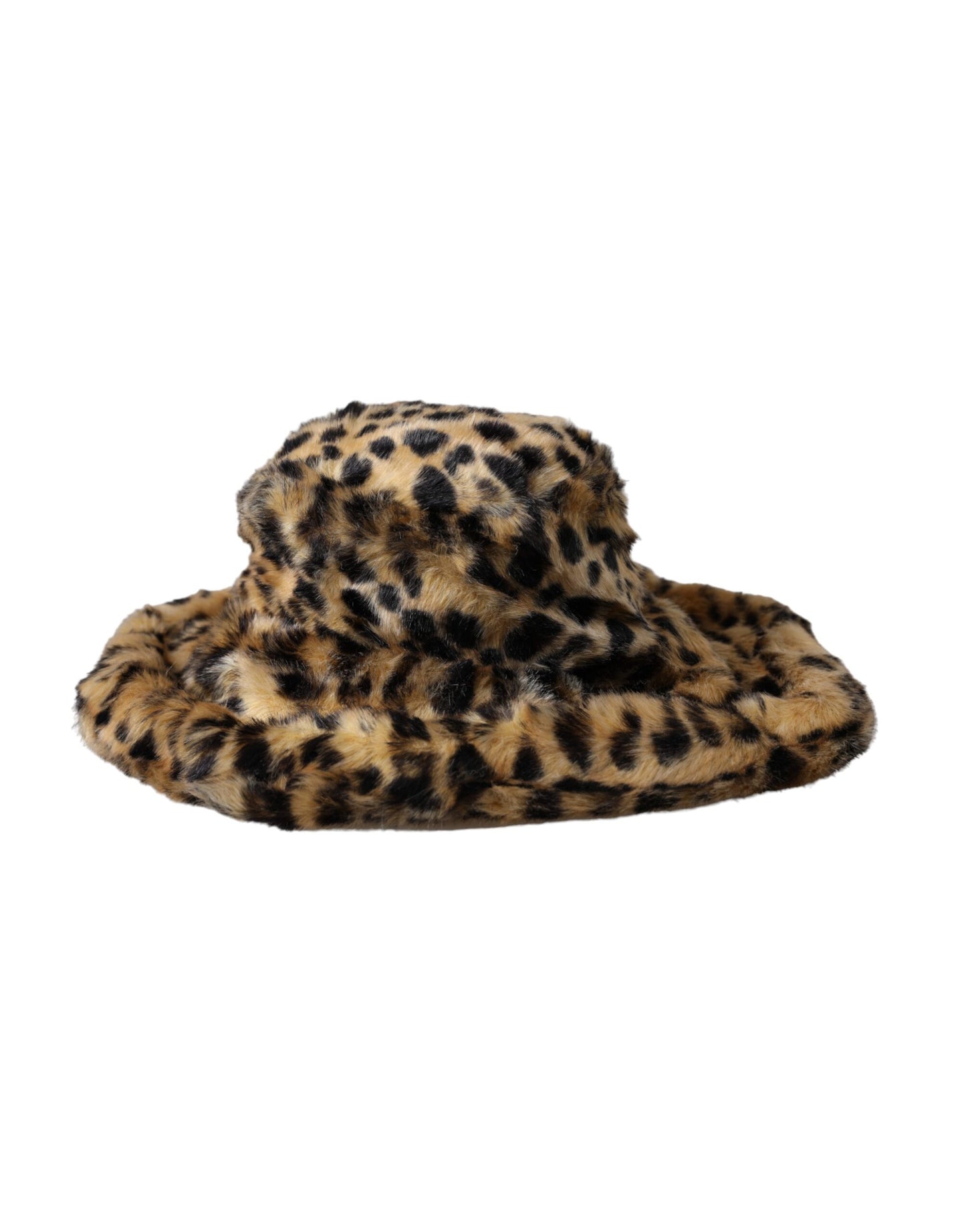 Dolce & Gabbana Brown Leopard Fur Women Bucket Hat