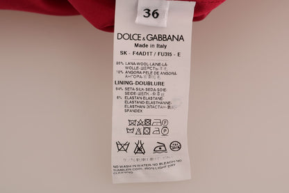 Dolce & Gabbana Elegant Pink Wool A-Line Knee-Length Skirt