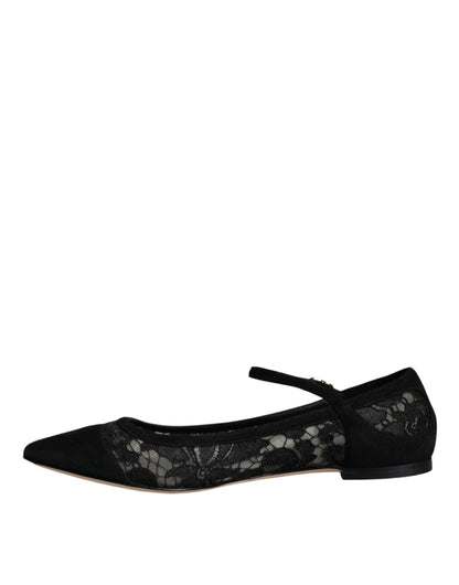 Dolce & Gabbana Black Taormina Lace Bellucci Flats Shoes