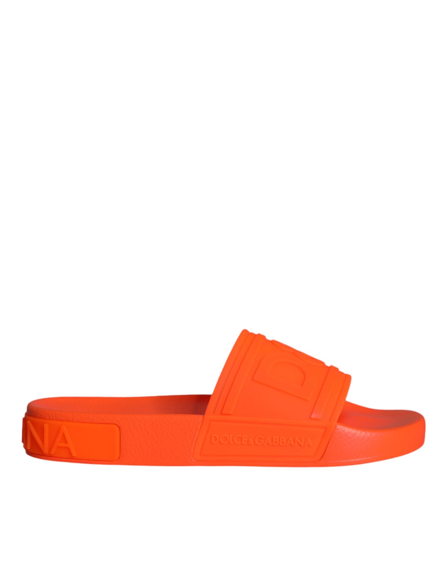 Dolce & Gabbana Orange Rubber Slides Sandals Beachwear Shoes