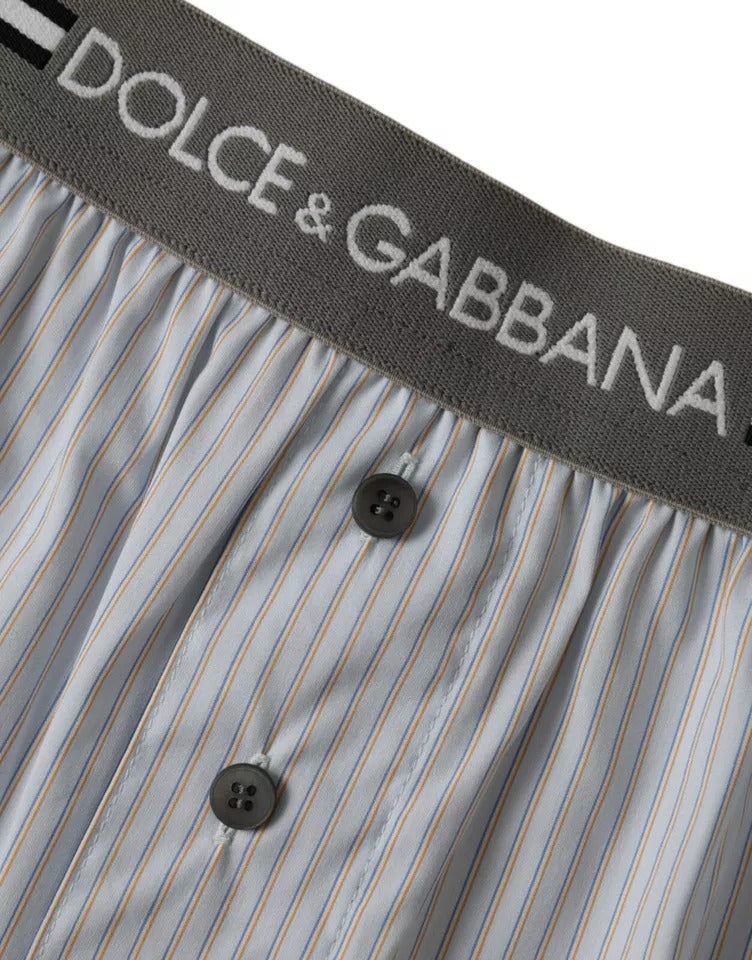 Dolce & Gabbana Gray Stripes Cotton Blend Boxer Shorts Underwear