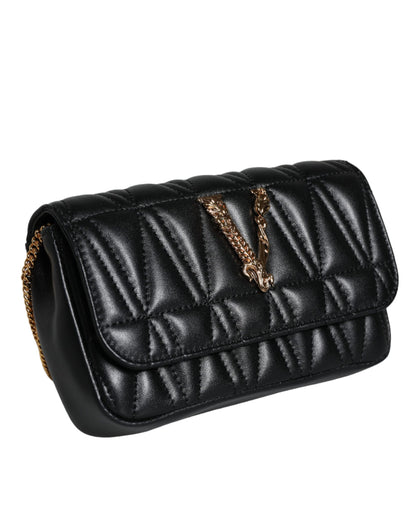 Versace Black Mini Nappa Leather Crossbody Shoulder Bag