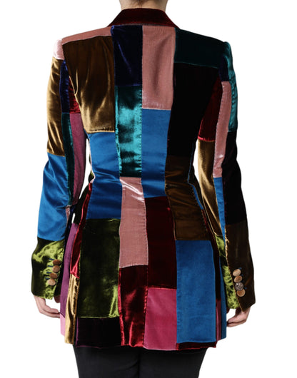 Dolce & Gabbana Multicolor Double Breasted Patchwork Blazer Jacket