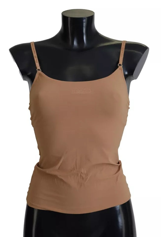 Dolce & Gabbana Brown Nylon Stretch Sleeveless Top Underwear