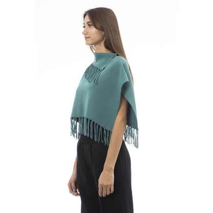 Alpha Studio Green Wool Poncho