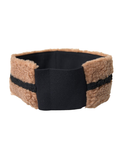 Dolce & Gabbana Brown Black Fleece Wool Head Band Hat Men