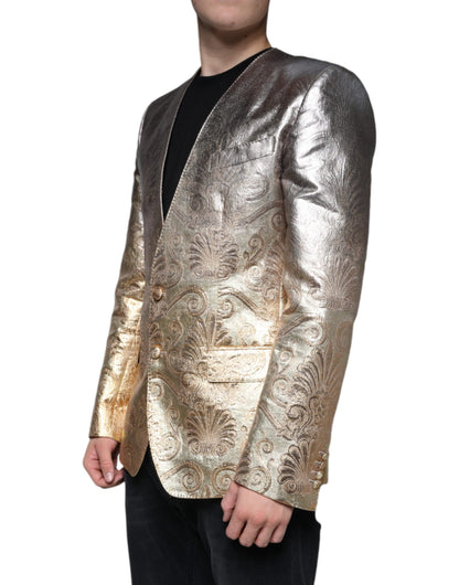 Dolce & Gabbana Gold Jacquard Single Breasted Dress Blazer