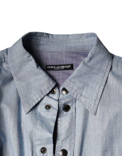 Dolce & Gabbana Light Blue Cotton Button Down Casual Shirt