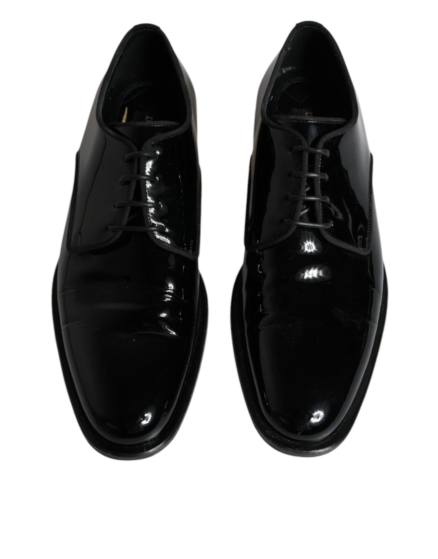 Dolce & Gabbana Black Leather Lace Up Men Derby Formal Shoes