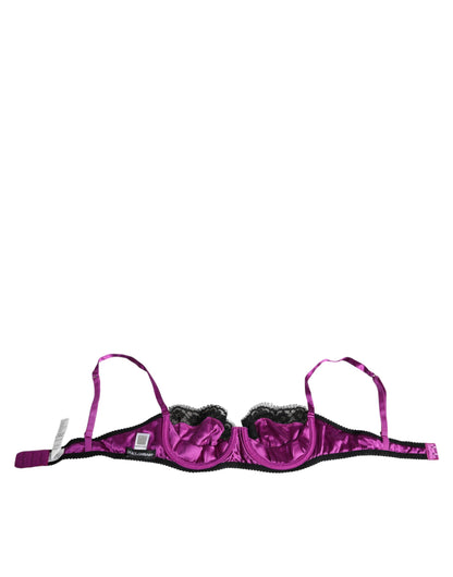 Dolce & Gabbana Purple Silk Underwired Balconette Bra Underwear