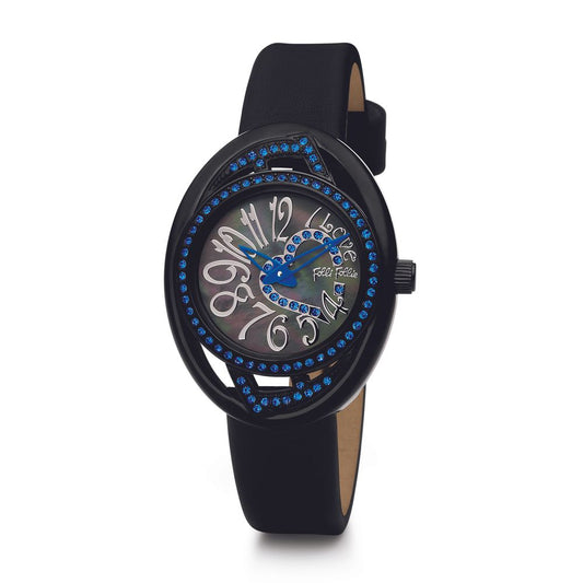 Folli Follie Black Leather Watch