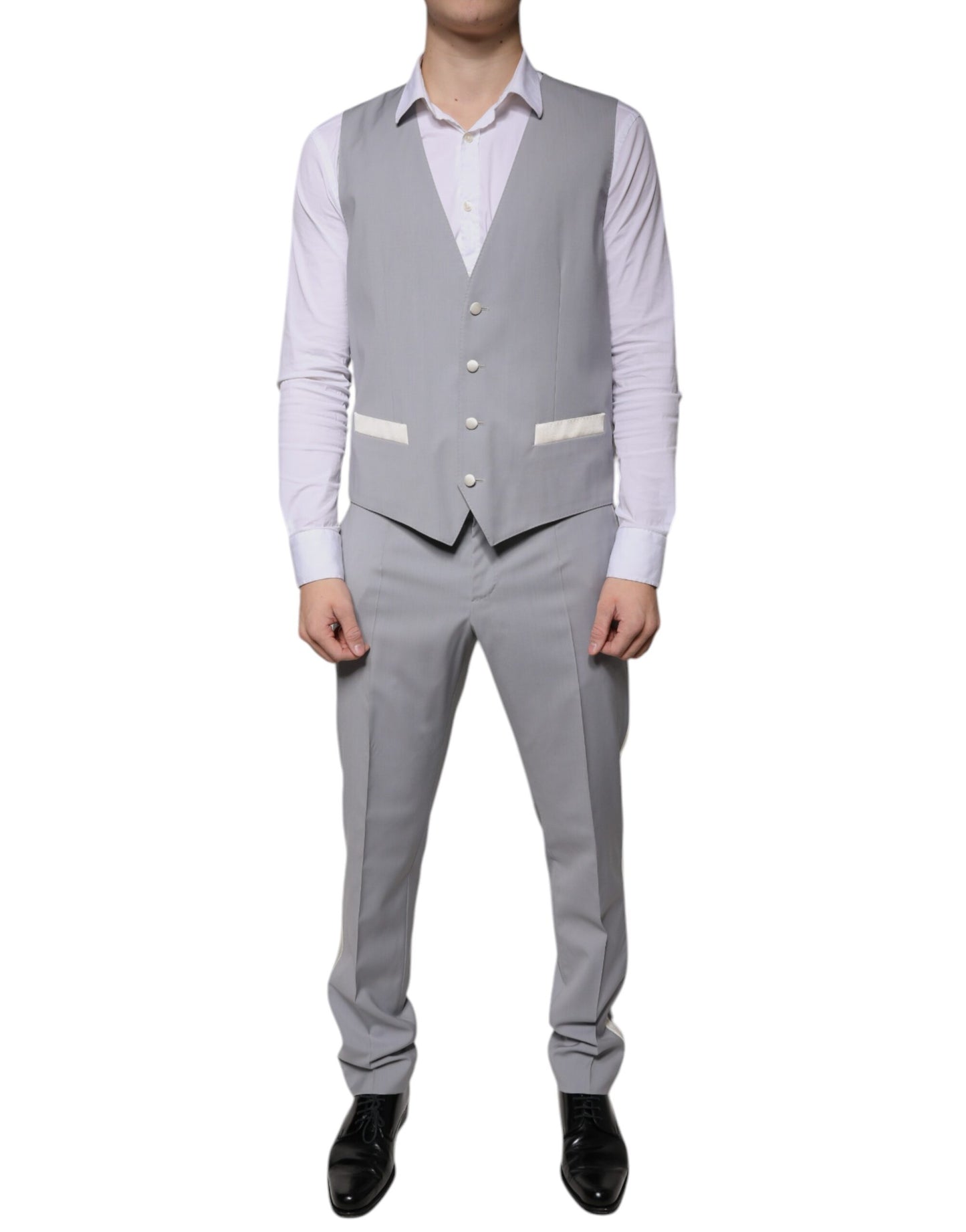 Dolce & Gabbana Gray Wool 3 Piece Slim Fit Formal Suit