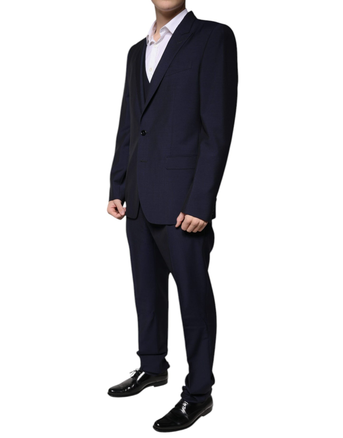 Dolce & Gabbana Dark Blue Wool 3 Piece Slim Fit Formal Suit