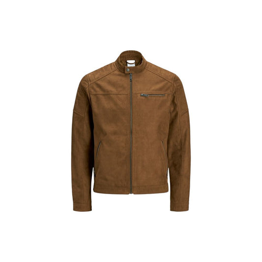 Jack Jones Beige Synthetic Leather Jacket