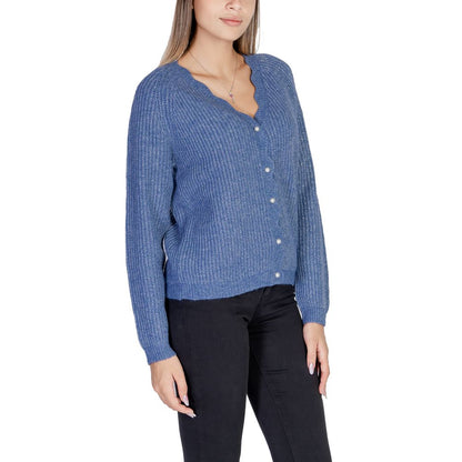 Vila Clothes Blue Recycled Polyester Cardigan